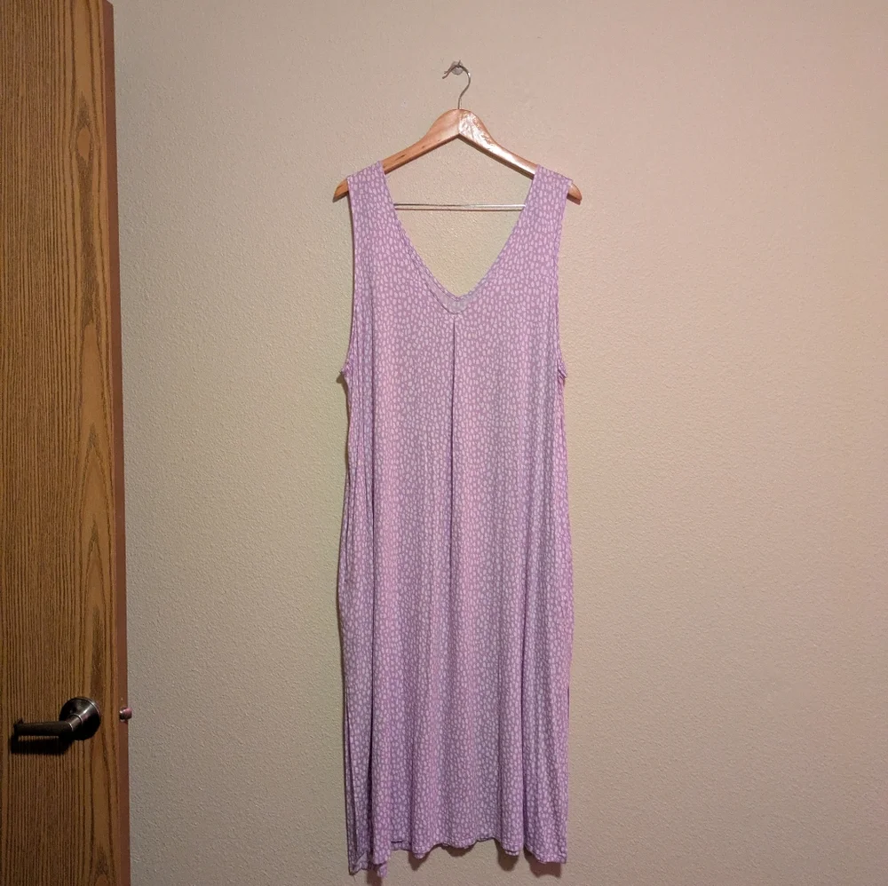 Joyspun Women's Size 3X 22-24 Purple Sleeveless Floor Length Dress Nightgown - Picture 5 of 5